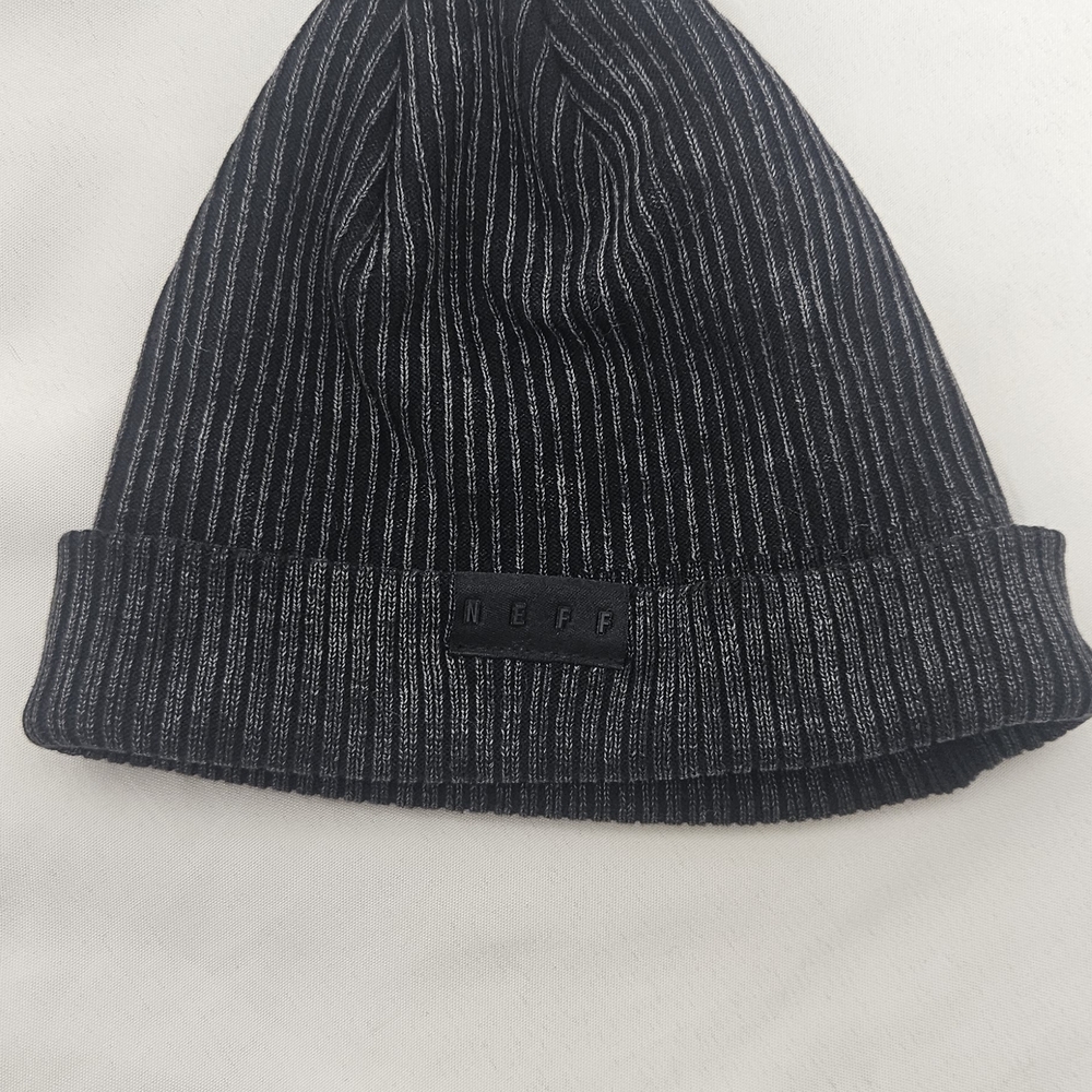 Neff Black and Gray Striped Beanie